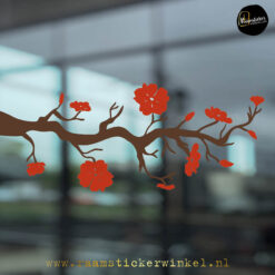 Raamsticker Bloesemtak bruin rood RSW