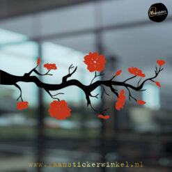 Raamsticker Bloesemtak zwart rood RSW