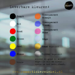 Kleurenkaart RSW raamstickers