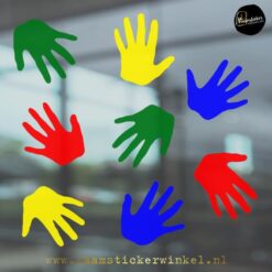 Raamsticker handjes kleuren mix
