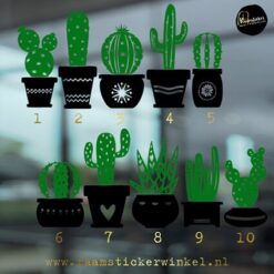 Raamstickers Cactus met figuurtjes alle 10