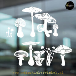 Raamsticker Paddenstoelen wit RSW