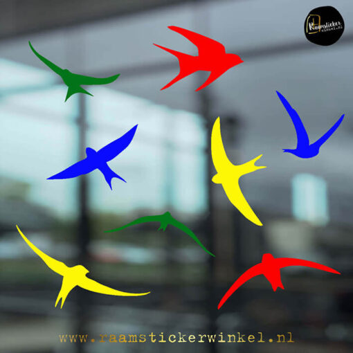 Raamsticker Vogels Zwaluwen color mix RSW