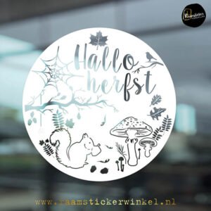 Raamsticker Hallo herfst rond wit RSW