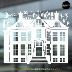 Pietenhuis raamsticker winkel wit