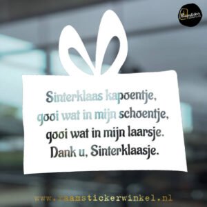 Raamsticker kado sinterklaas kapoentje wit