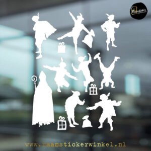 Raamsticker Sint en Piet uitbreiding wit