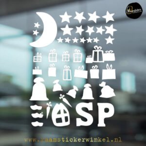 Raamsticker sinterklaas uitbreiding kadootjes enzo wit