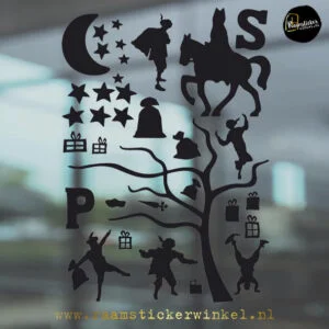 Raamsticker sinterklaas uitbreiding set lager zwart