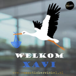 geboortesticker geboortesticker dierenstapel zwart geboorte raamsticker herbruikbaar geboorteraamsticker Raamsticker ooievaar blauw