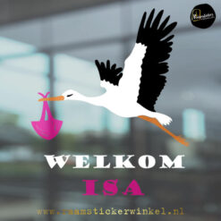 geboortesticker geboortesticker dierenstapel zwart geboorte raamsticker herbruikbaar geboorteraamsticker ooievaar geboorte roze