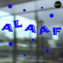 carnaval Raamsticker alaaf letters speels blauw RSW