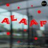 Raamsticker alaaf letters speels carnaval rood RSW