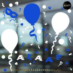 carnaval raamsticker set XL RSW blauw wit