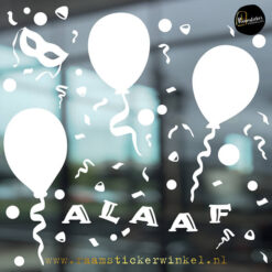 Raamsticker carnaval set XL RSW wit