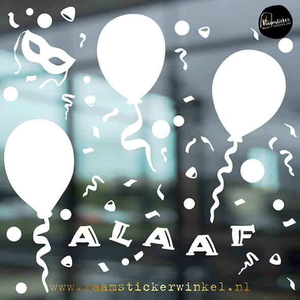 Raamsticker carnaval set XL RSW wit