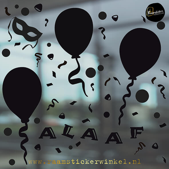 Carnaval raamsticker set XL RSW zwart