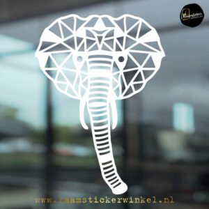 Raamsticker olifant geometrische wit RSW