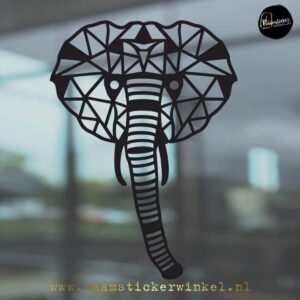 Raamsticker olifant geometrische zwart RSW