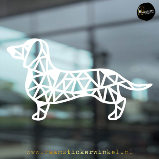 Raamsticker teckel geometrische wit RSW