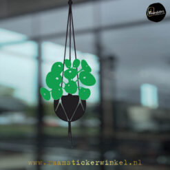 Raamsticker hangplant Pilea groen zwart