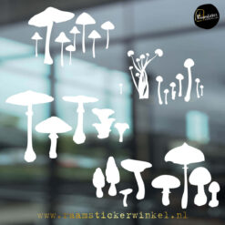 Raamsticker Paddenstoelen en zwammen wit RSW