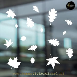 Raamsticker herfstbladeren wit RSW