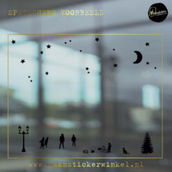 Raamstickers Spatscherm deco schaatsen kinderen zw