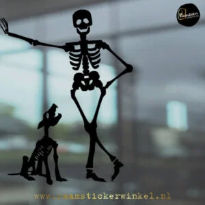 Raamsticker Skelet skeleton Halloween zwart raamstickerwinkel