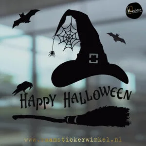 Raamsticker Halloween set wicked heks hoed bezem RSW