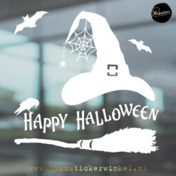 Raamsticker Halloween set wicked heks hoed bezem RSW wit
