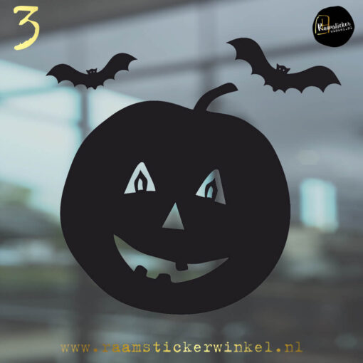 Raamsticker Pompoen 3 Halloween RSW zw