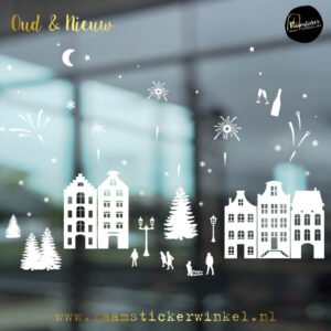 Raamsticker new year Feestdagen set 4 in 1 wit