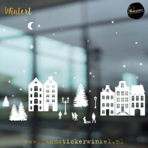 Raamsticker winter Feestdagen set 4 in 1 wit