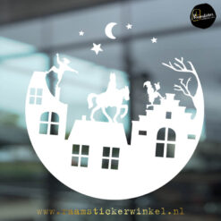 Raamsticker Sinterklaas cirkel tafereel Sint deco