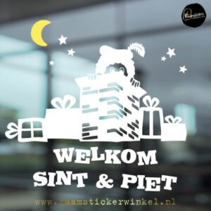 Raamsticker schoorsteen piet welkom copyright ®raamstickerwinkel