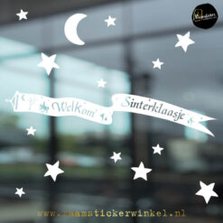 Raamsticker Sinterklaas wimpel lint wit