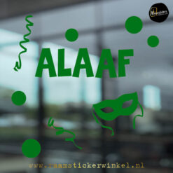 Carnaval raamsticker alaaf met masker groen RSW copyright ®raamstickerwinkel