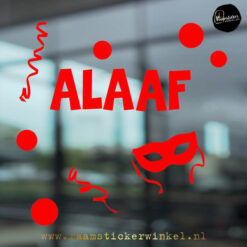 Carnaval raamsticker alaaf met masker rood RSW