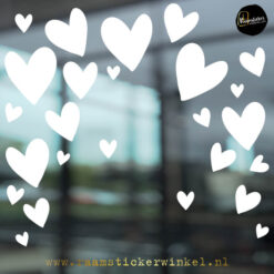 Raamsticker confetti hartjes wit RSW copyright ®raamstickerwinkel