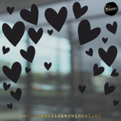 Raamsticker confetti hartjes zwart RSW copyright ®raamstickerwinkel