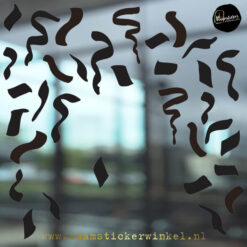 Raamsticker confetti sliertjes zwart RSW copyright ®raamstickerwinkel