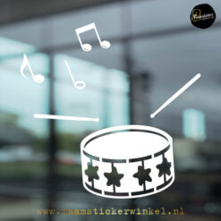 Raamsticke trommel sterren carnaval wit RSW copyright ®raamstickerwinkel