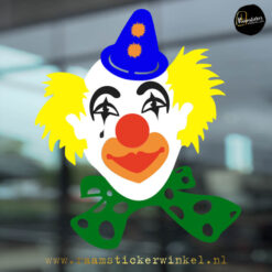 Raamsticker CarnavalClown Popi Full collor RSW copyright ®raamstickerwinkel