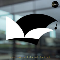 Raamsticker Prinsen Steek Muts hoed zwart wit