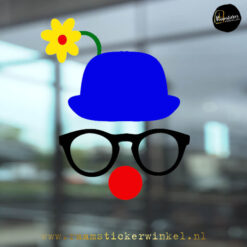 Carnaval raamsticker Selfie Clown copyright ®raamstickerwinkel