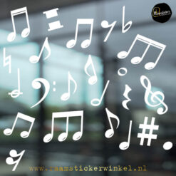 Raamsticker muzieknoten carnaval feest wit RSW copyright ®raamstickerwinkel