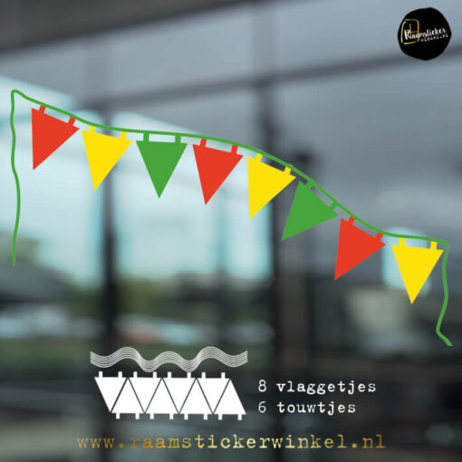 Carnaval raamsticker vlaggetjes feest verjaardag RGG