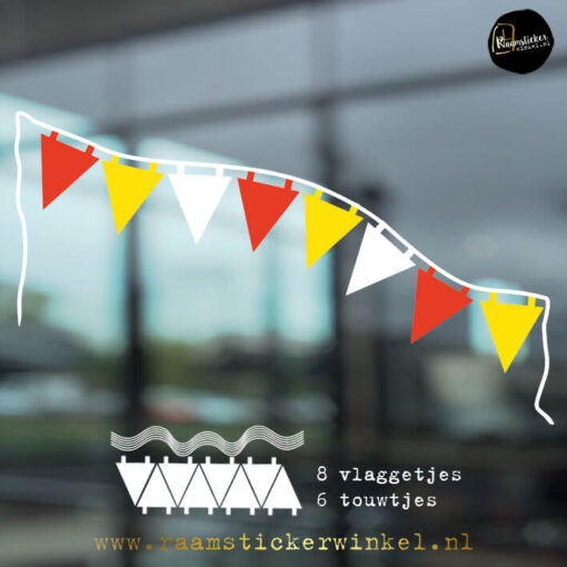 Raamsticker punt vlaggetjes carnaval feest verjaardag WRG