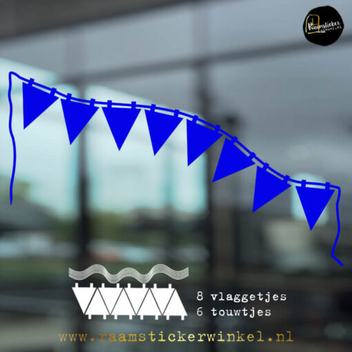 Raamsticker vlaggetjes carnaval feest verjaardag blauw
